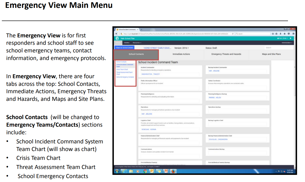Integrated safe school plan preview